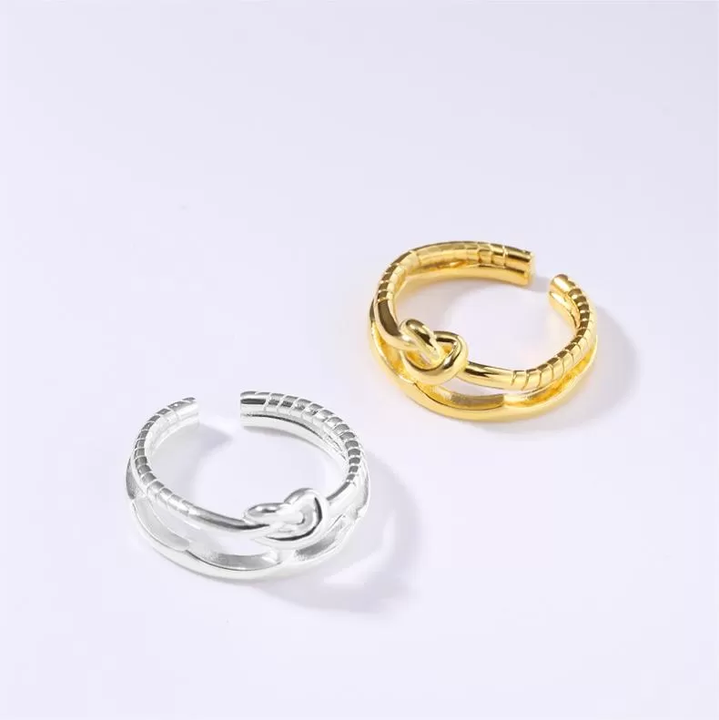 Silver Double Rope Knot Love Plain Ring