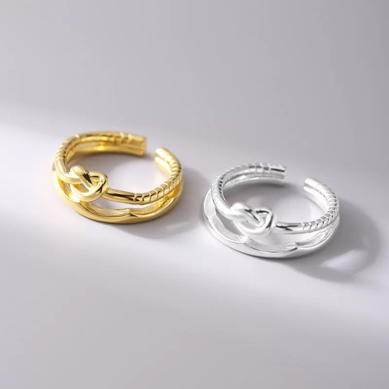 Silver Double Rope Knot Love Plain Ring