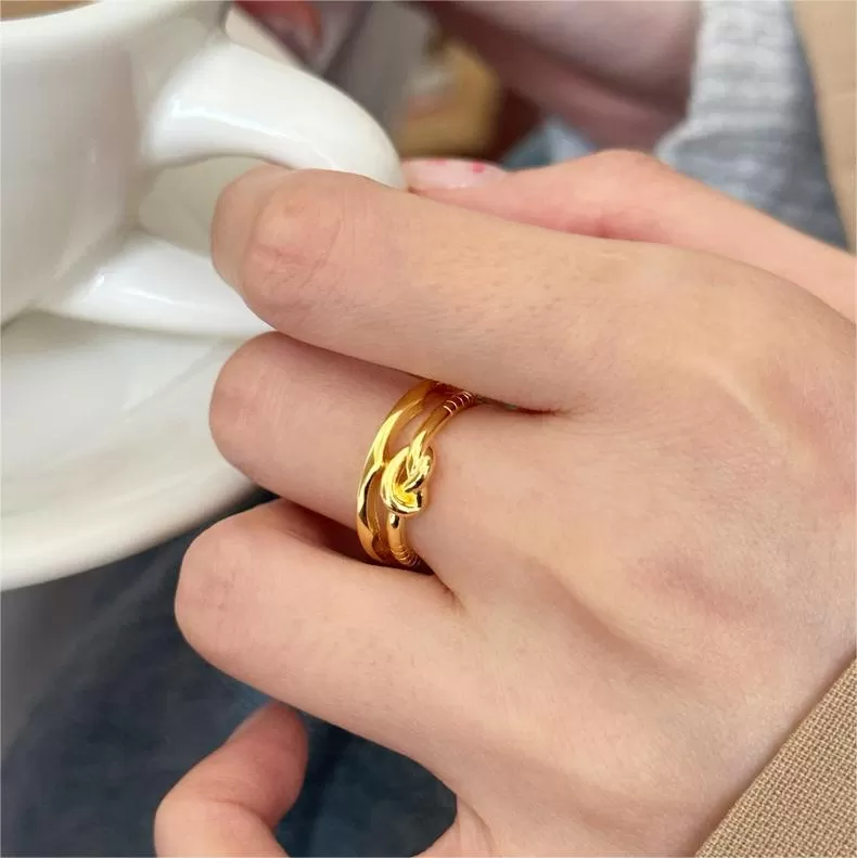 Silver Double Rope Knot Love Plain Ring