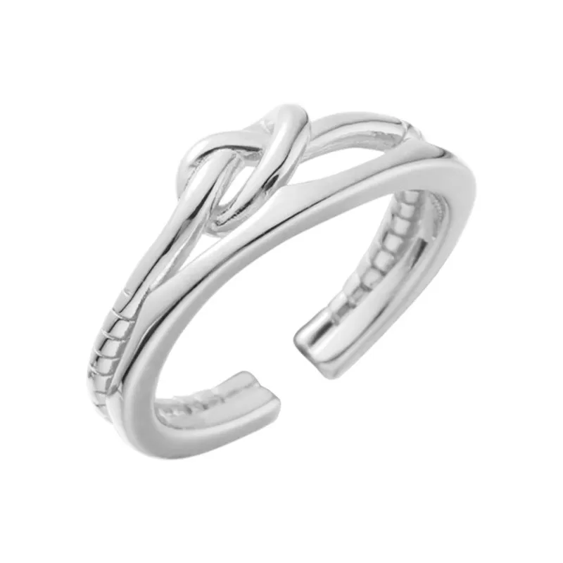 Silver Double Rope Knot Love Plain Ring