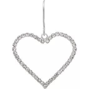 Silver Open Heart CZ Pave Earrings