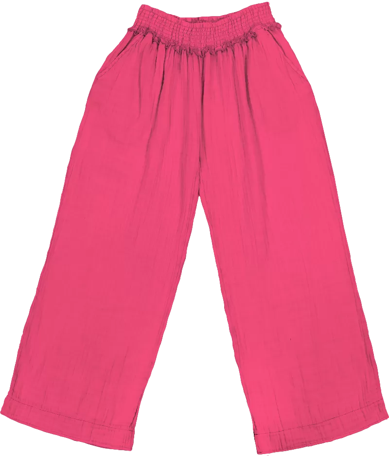 Simply Southern Gauze Pants in Hot Pink- Breezy Comfort for Every Summer Occasion