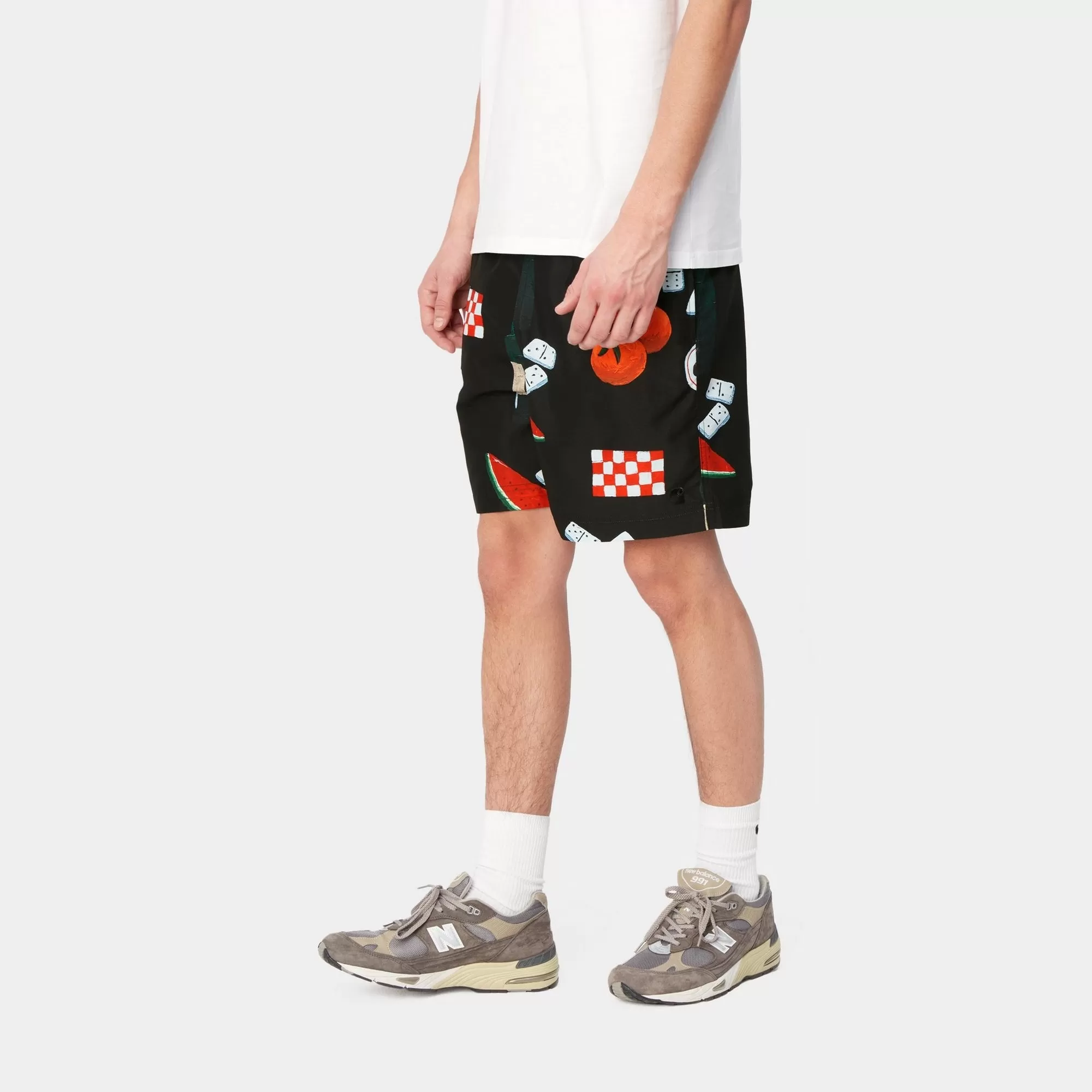 Slater Swim Trunks | Black Isis Maria Dinner Print