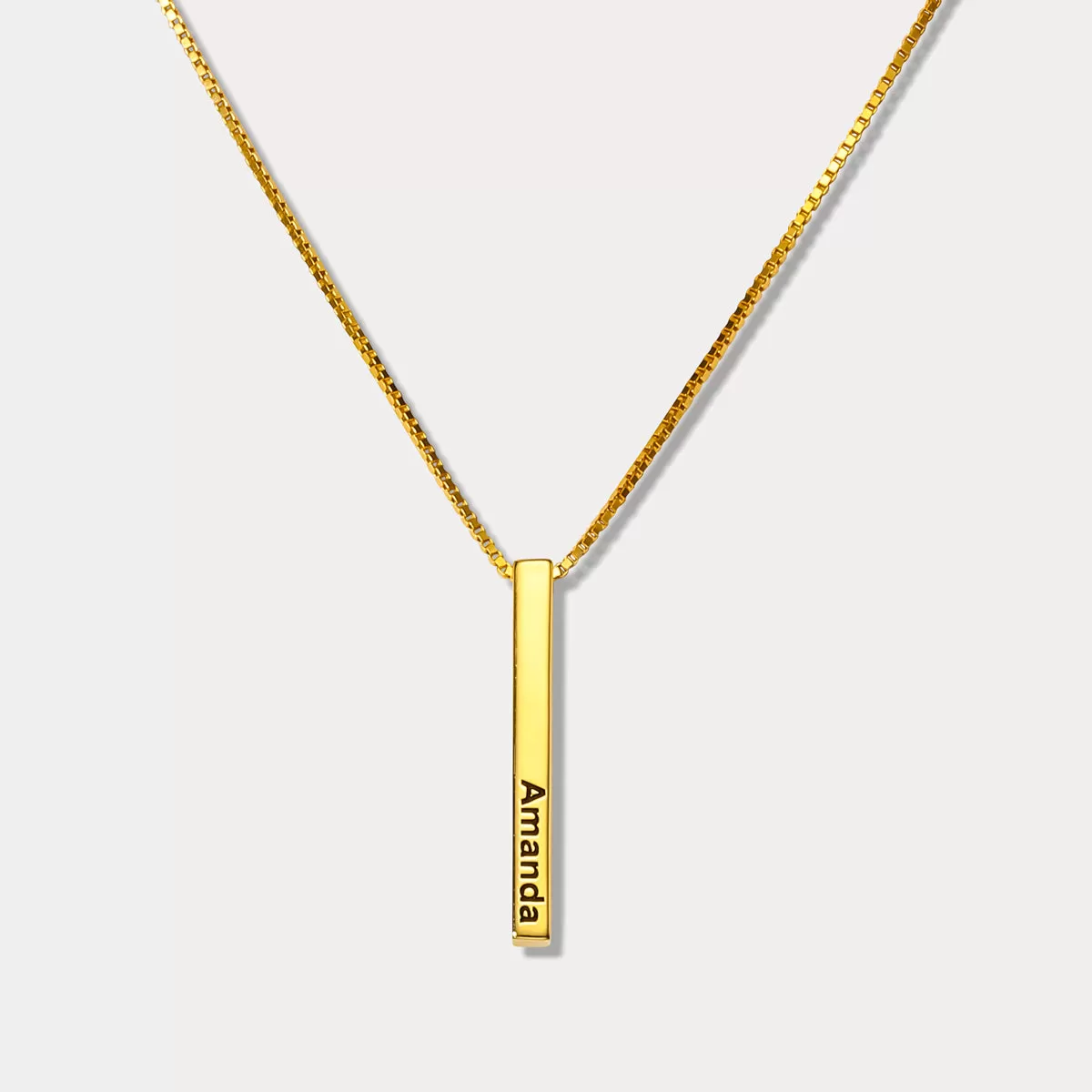 Slender Engraved 3D Bar Name Necklace