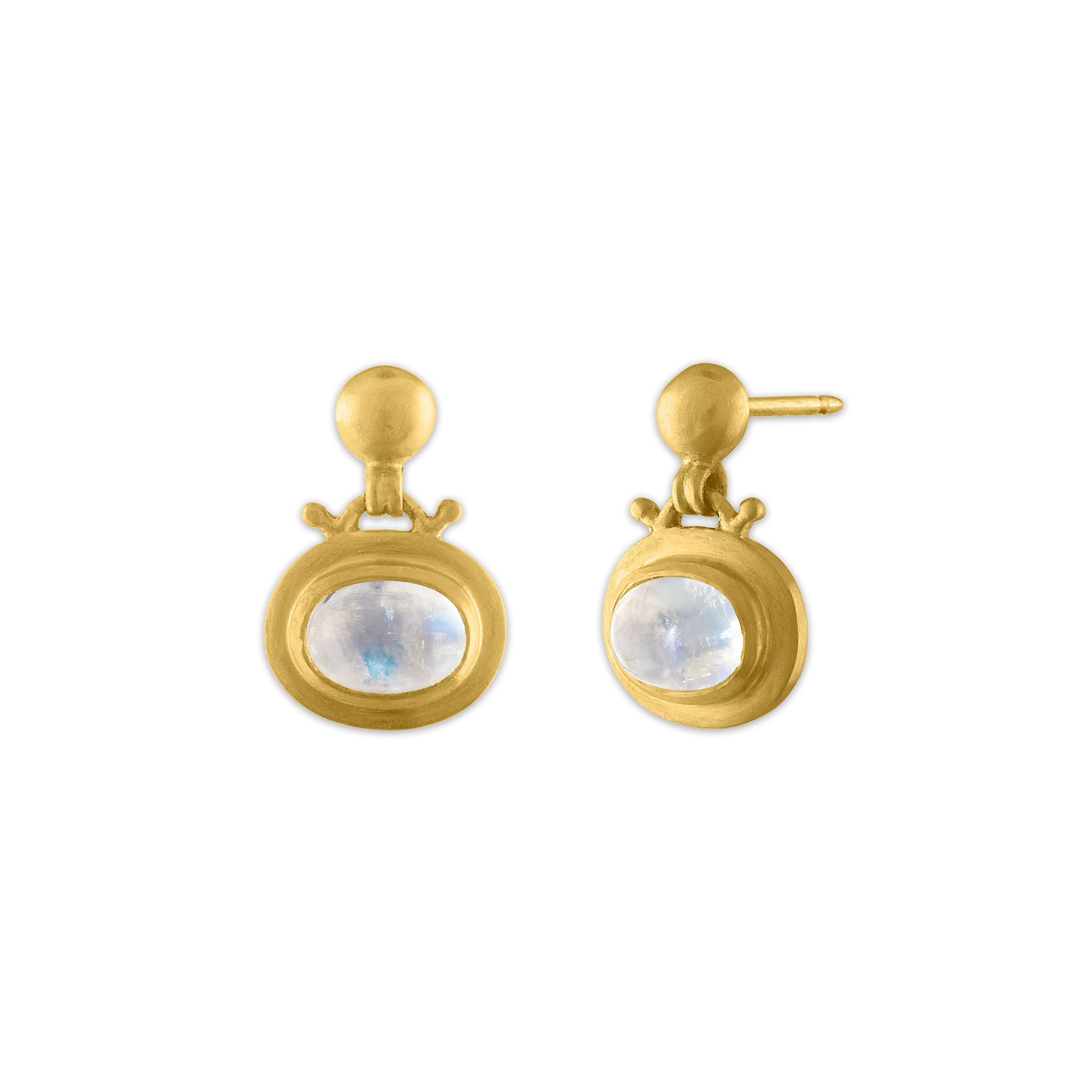 Small Rainbow Moonstone Bell Earrings