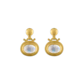 Small Rainbow Moonstone Bell Earrings