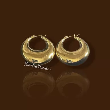 Stainless Steel Gold Color Shine Pair RIRI Earrings Jewelry