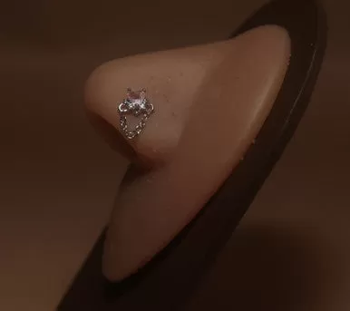 Starburst Heart Gem Chain Nose Stud Ring