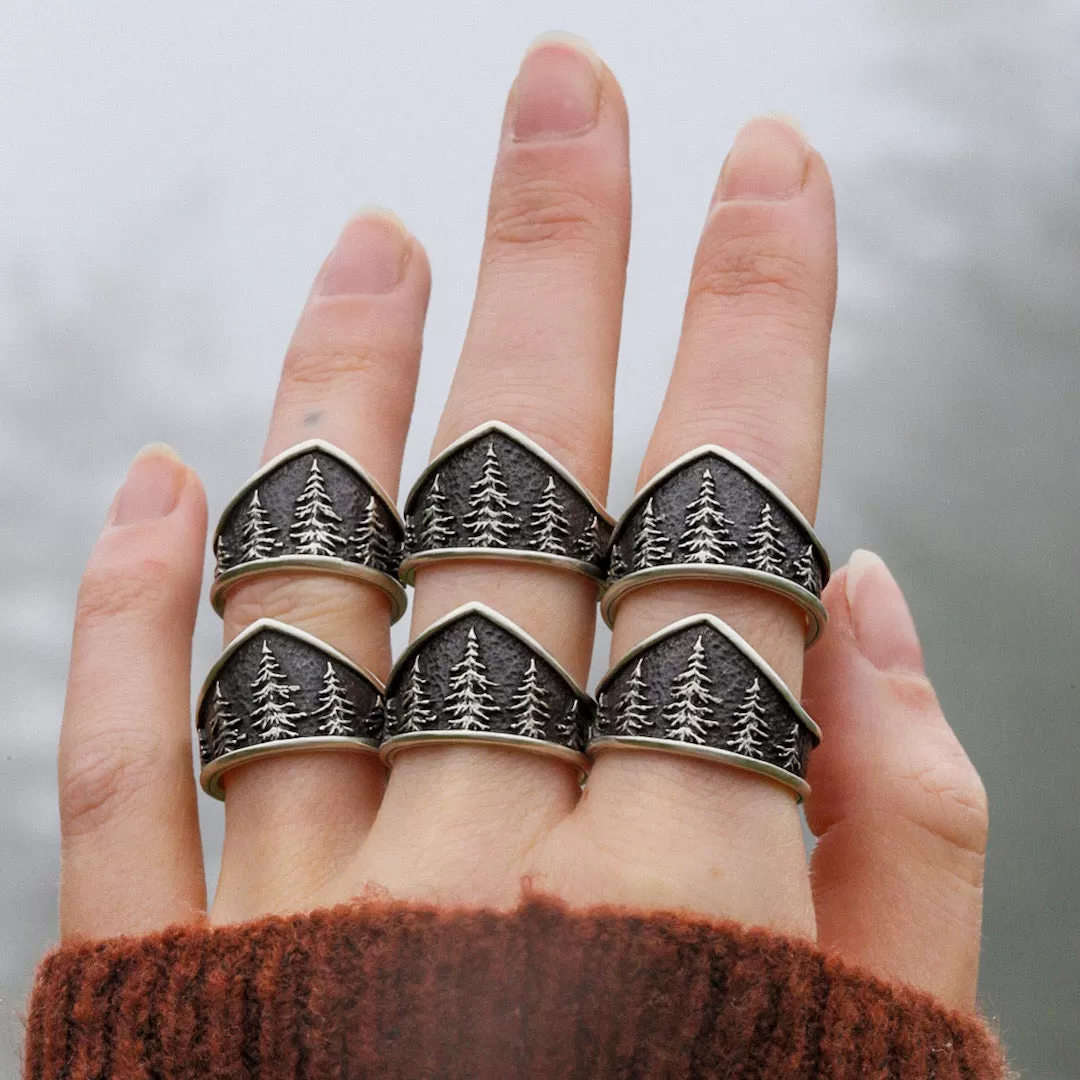 Sterling Silver Nightfall Rings - Ready To Ship