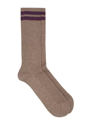 Stripes Cashmere Socks - Beige