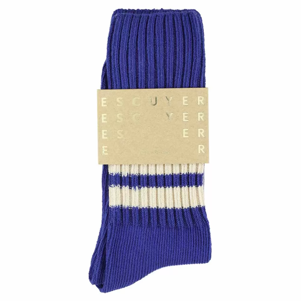 Stripes Crew Socks - Vintage Blue / Ecru