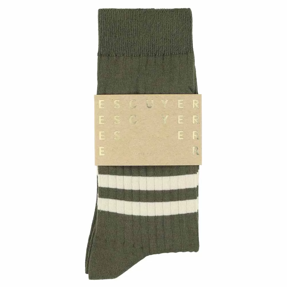 Stripes socks - Khaki / Ecru