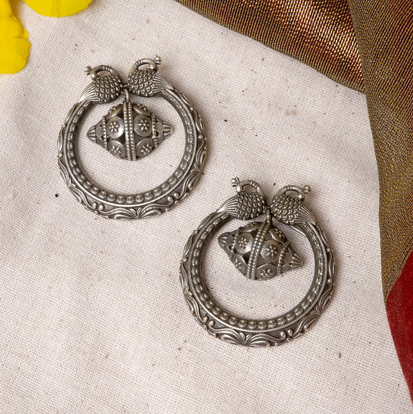 Teejh Darshi Silver Oxidised Earrings