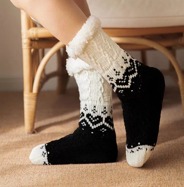 Thickened Winter Woven Thermal Cashmere Socks Floor Socks Women's Carpet Slippers