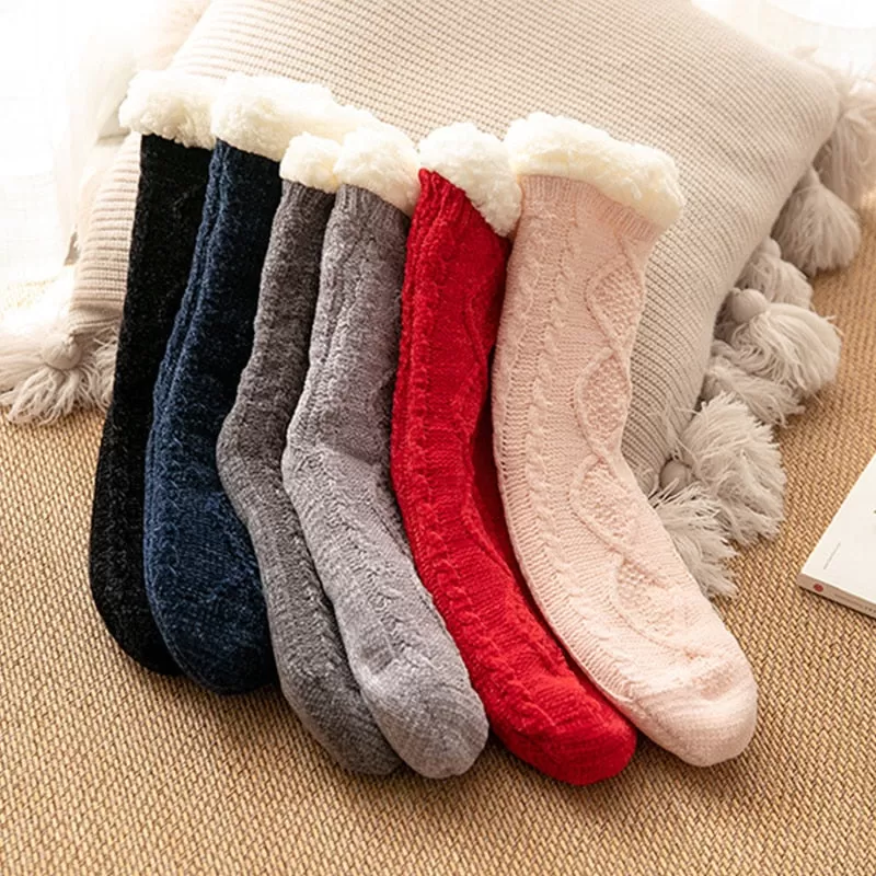 Thickened Winter Woven Thermal Cashmere Socks Floor Socks Women's Carpet Slippers