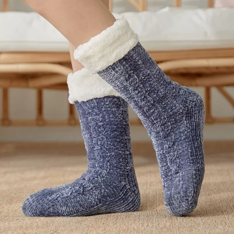 Thickened Winter Woven Thermal Cashmere Socks Floor Socks Women's Carpet Slippers