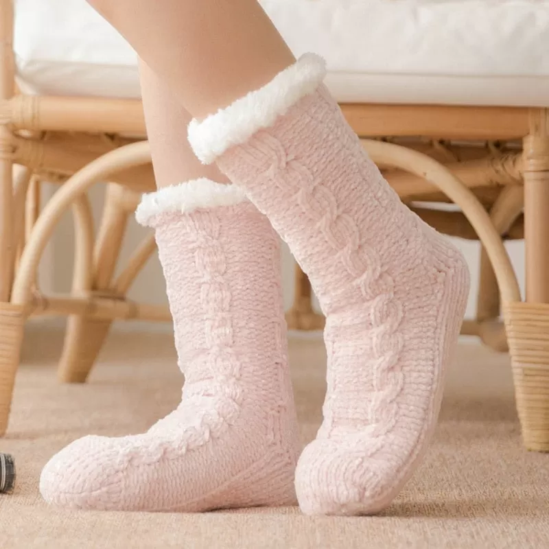 Thickened Winter Woven Thermal Cashmere Socks Floor Socks Women's Carpet Slippers