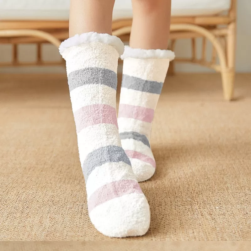 Thickened Winter Woven Thermal Cashmere Socks Floor Socks Women's Carpet Slippers