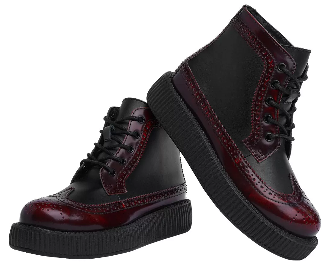 T.U.K BURGUNDY RUB OFF BROGUE WINGTIP VIVA LOW CREEPER BOOT