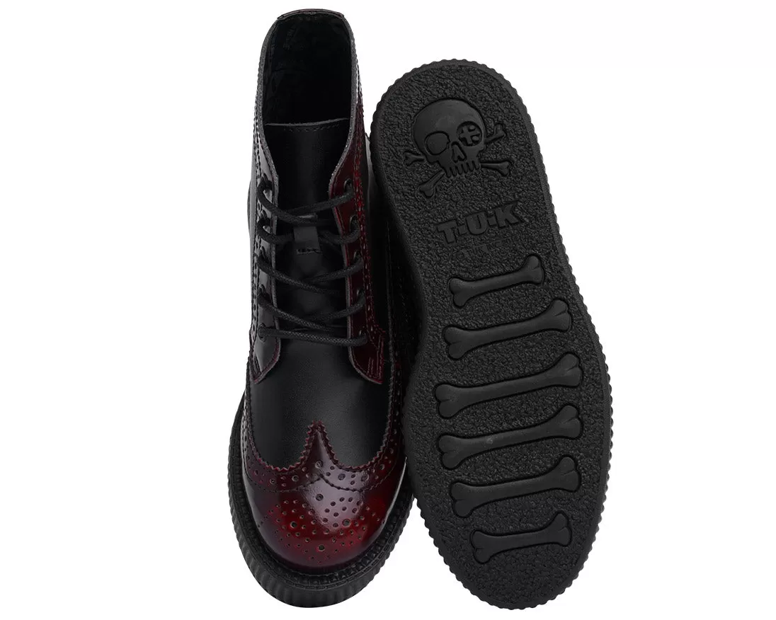 T.U.K BURGUNDY RUB OFF BROGUE WINGTIP VIVA LOW CREEPER BOOT