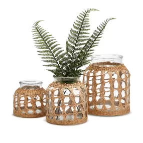 Two's Company Hand-Woven Lattice Vase