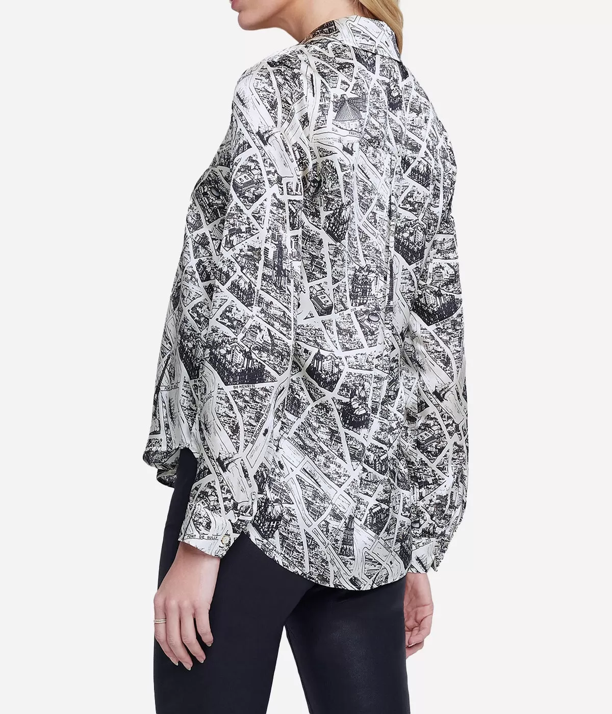 Tyler Long Sleeve Shirt in Ecru Multi Map of Paris