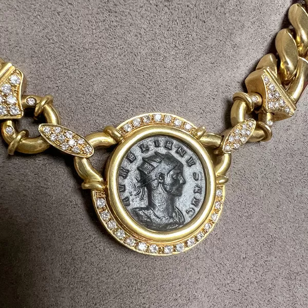 Vintage Coin & Diamond Necklace