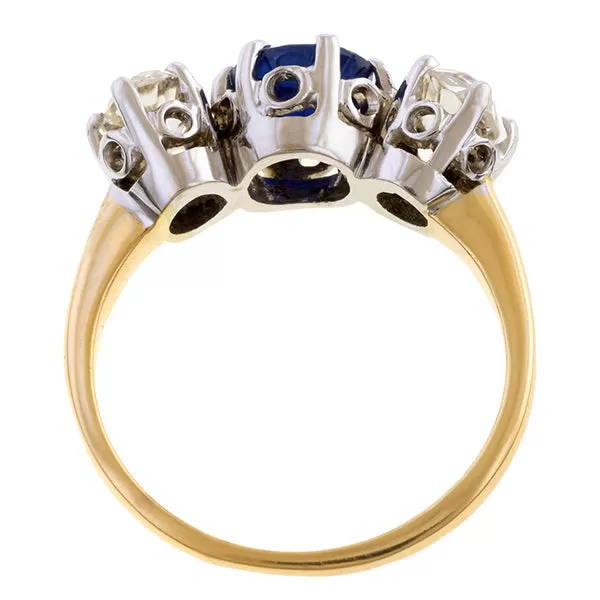 Vintage Sapphire & Diamond Three Stone Ring