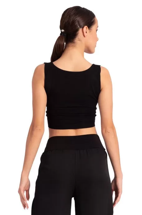 Viscose Twist Knot V-neck Crop Top