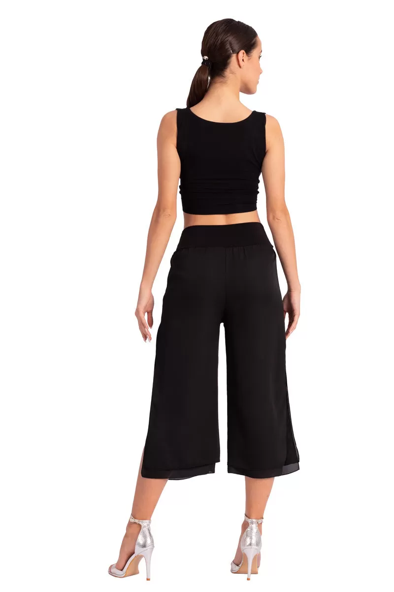 Viscose Twist Knot V-neck Crop Top