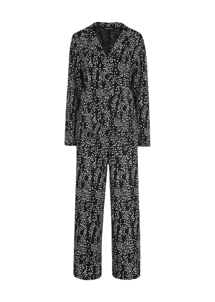 Whistles Black Animal Spot Print Pyjamas UK L