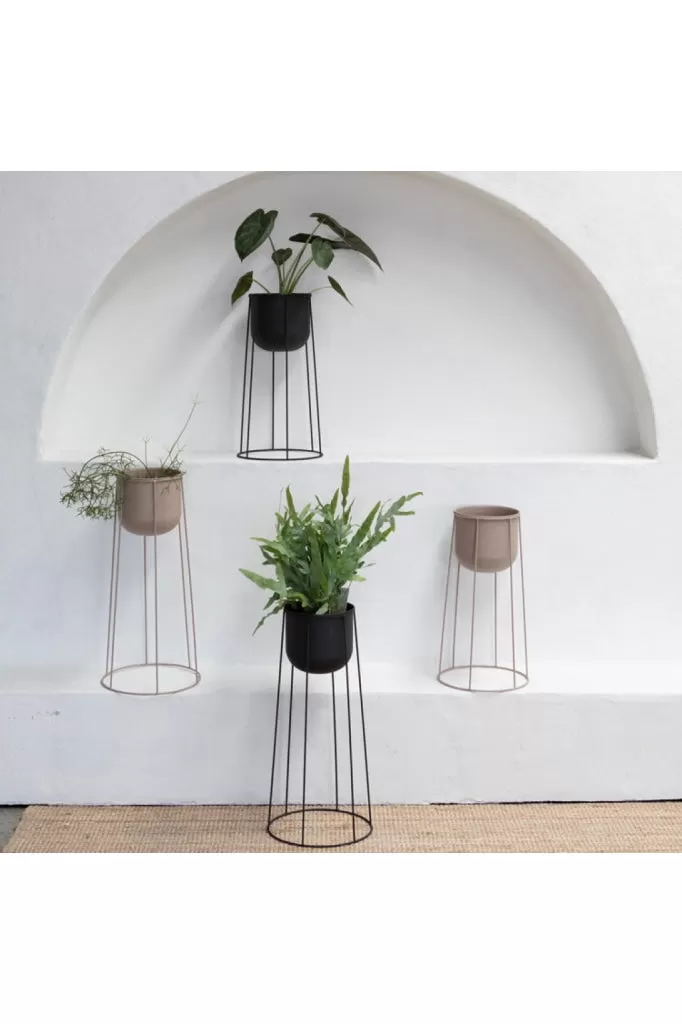 WILLA METAL PLANTER POT - 30 X 64CM - WARM GREY