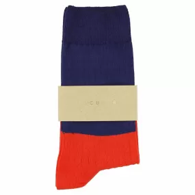 Women Block Socks - Blue / Orange