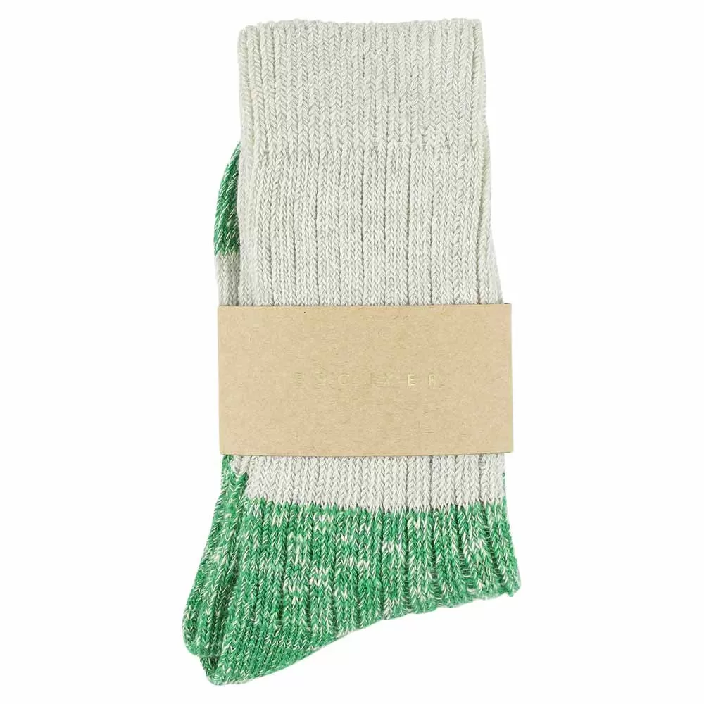 Women Melange Block Socks Ecru / Bright Green