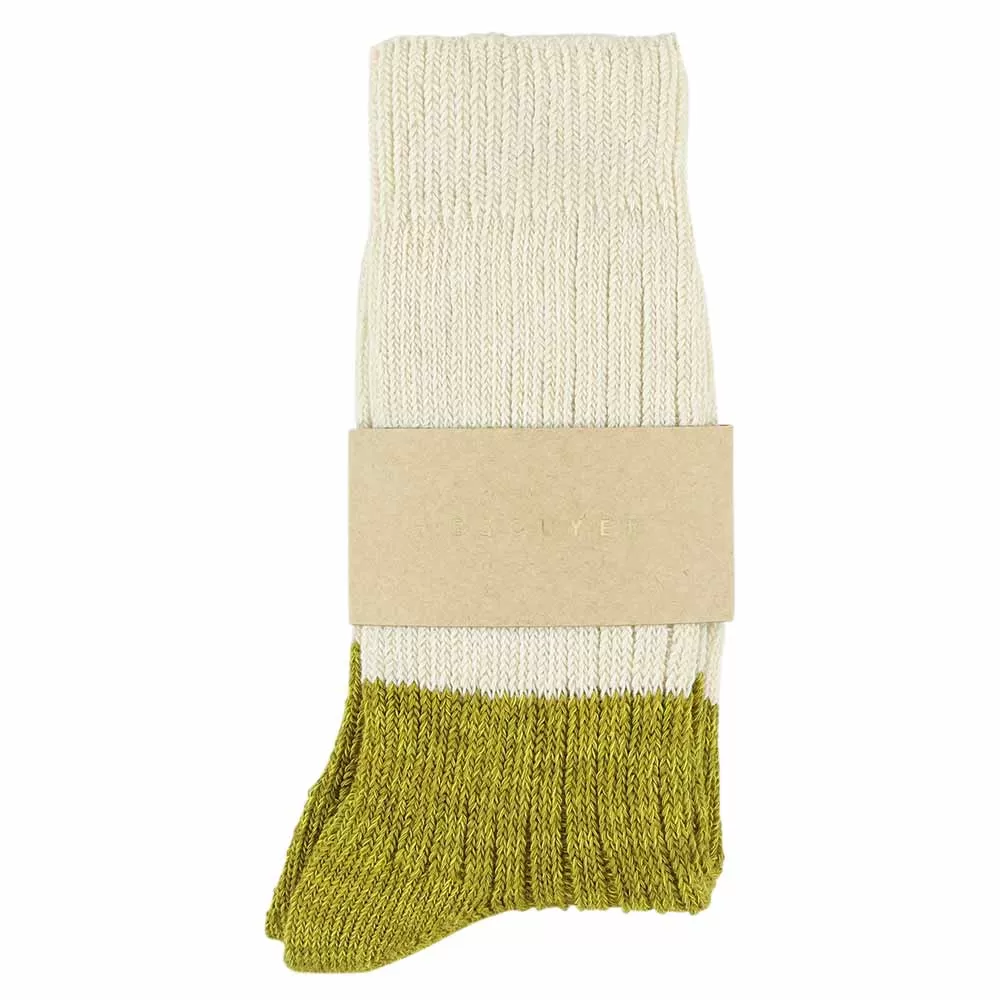 Women Melange Block Socks Ecru / Mustard