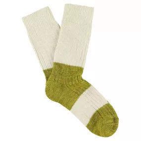 Women Melange Block Socks Ecru / Mustard