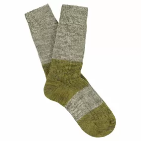 Women Melange Block Socks Green