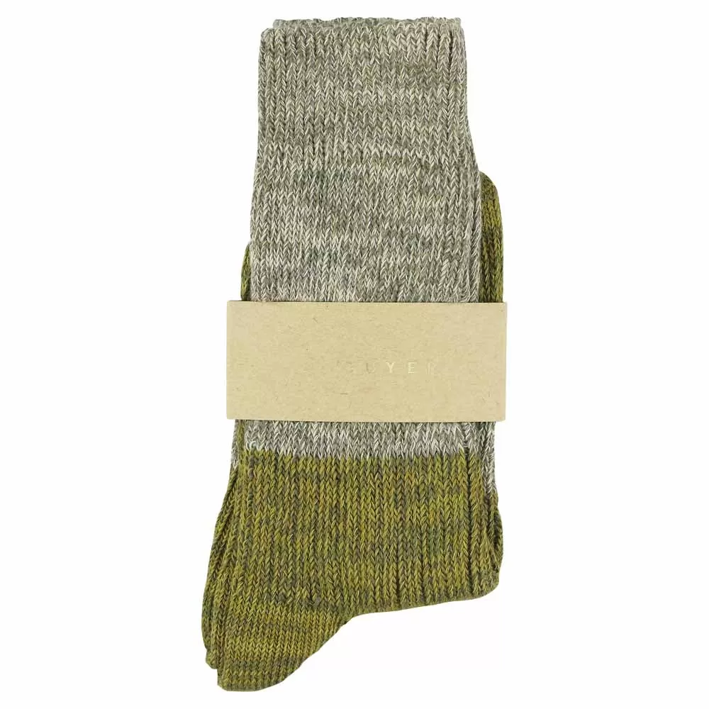 Women Melange Block Socks Green