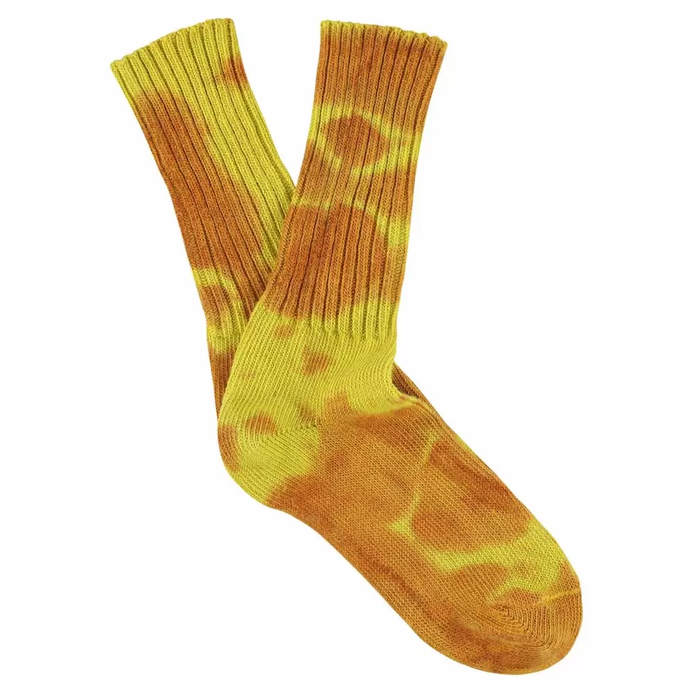 Women Tie Dye Socks - Rust / Yellow