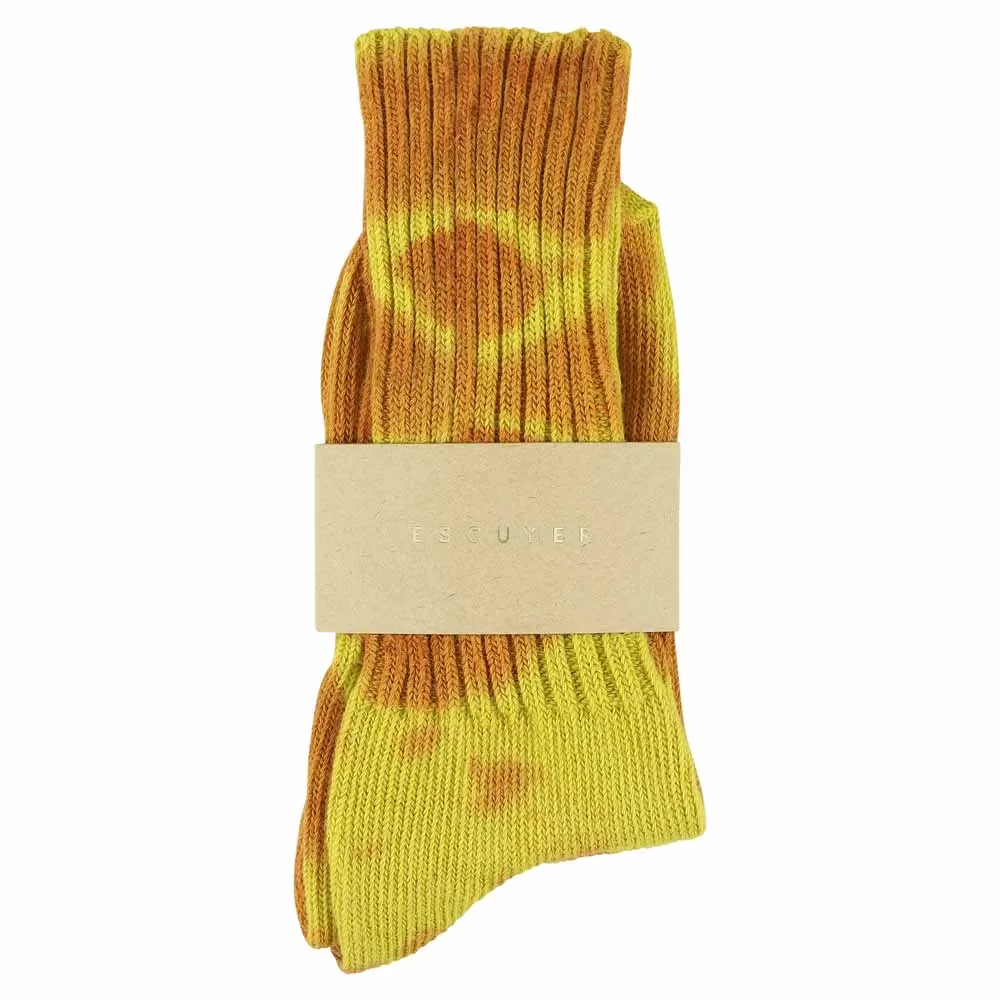 Women Tie Dye Socks - Rust / Yellow