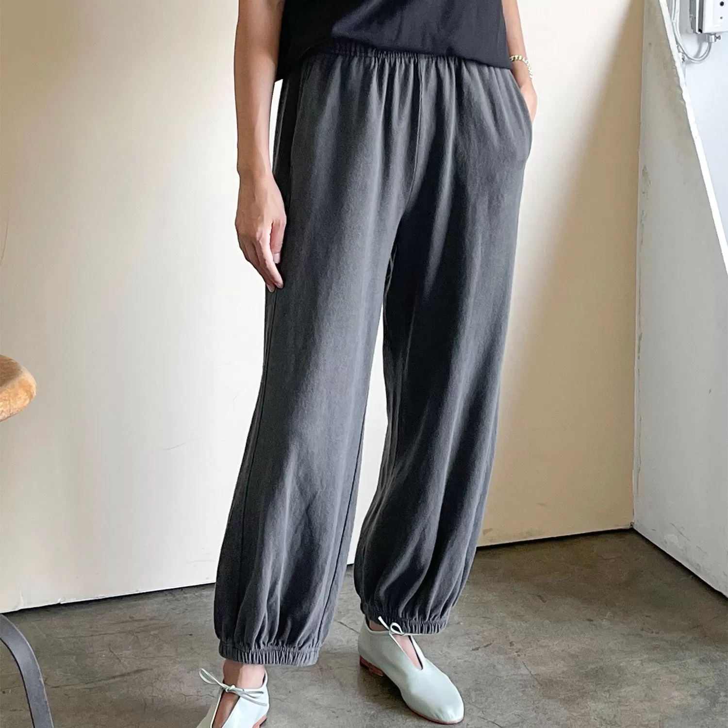 Womens Cotton Balloon Pants - Coal