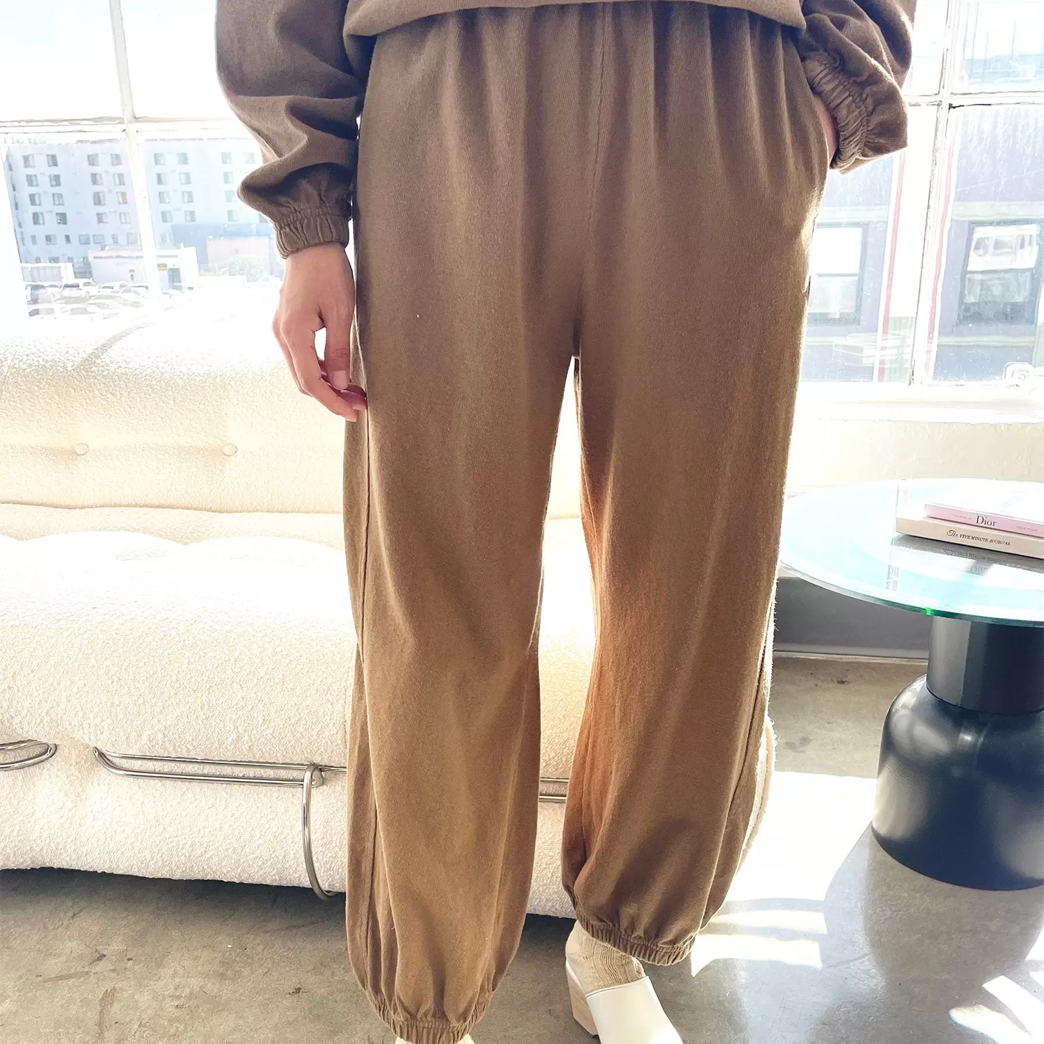 Womens Cotton Balloon Pants - Tobacco