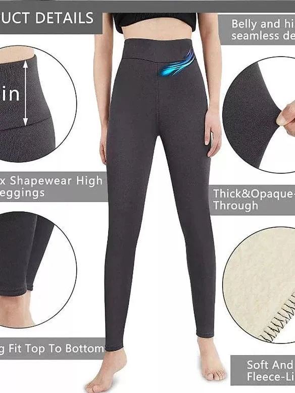 Women's Cozy High Waist Fleece Leggings for Yoga and Casual Wear