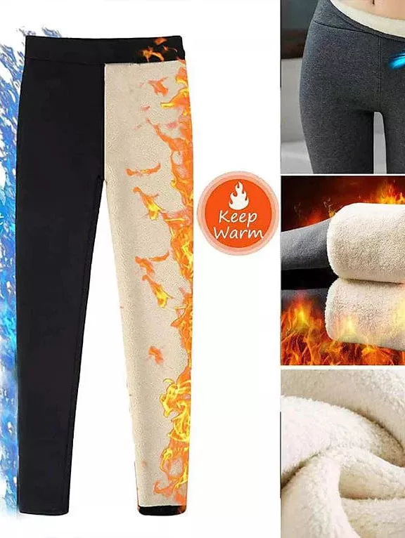 Women's Cozy High Waist Fleece Leggings for Yoga and Casual Wear