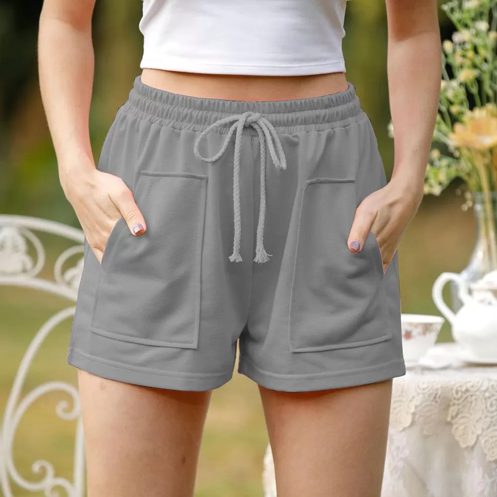 Womens Shorts Casual Drawstring Elastic Waist Summer with Pockets SP