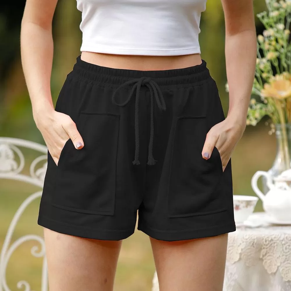 Womens Shorts Casual Drawstring Elastic Waist Summer with Pockets SP