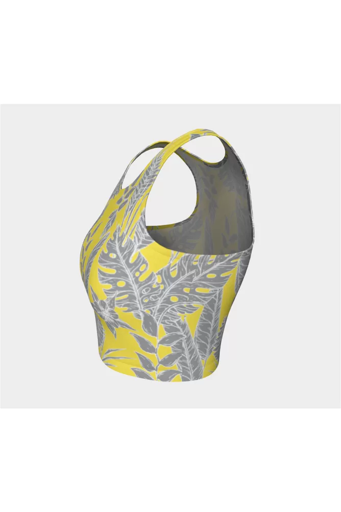 Yellow & Gray Floral Athletic Top