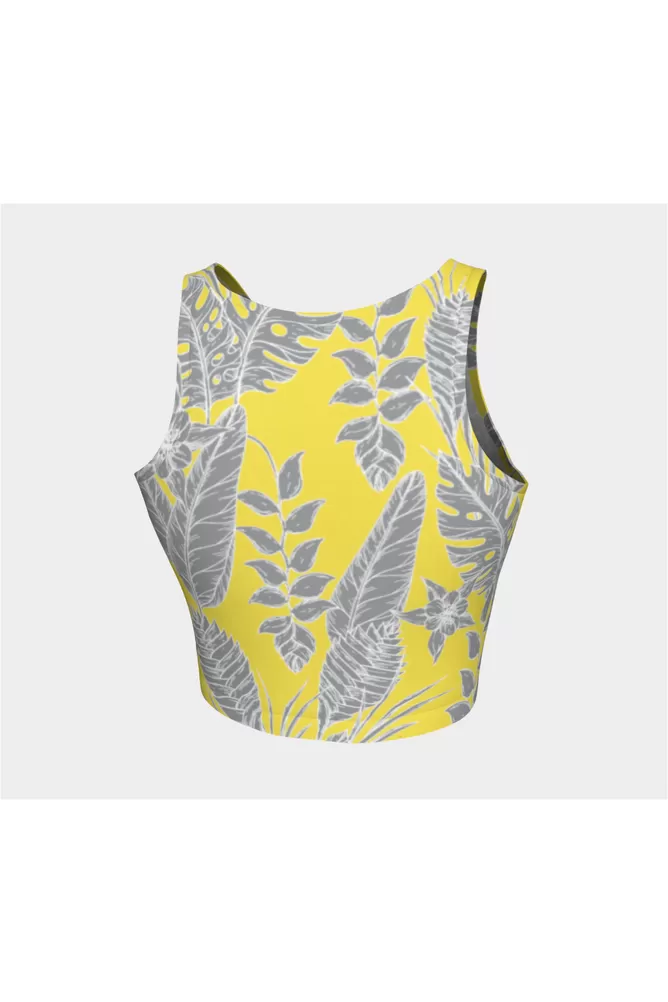 Yellow & Gray Floral Athletic Top