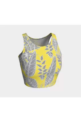 Yellow & Gray Floral Athletic Top