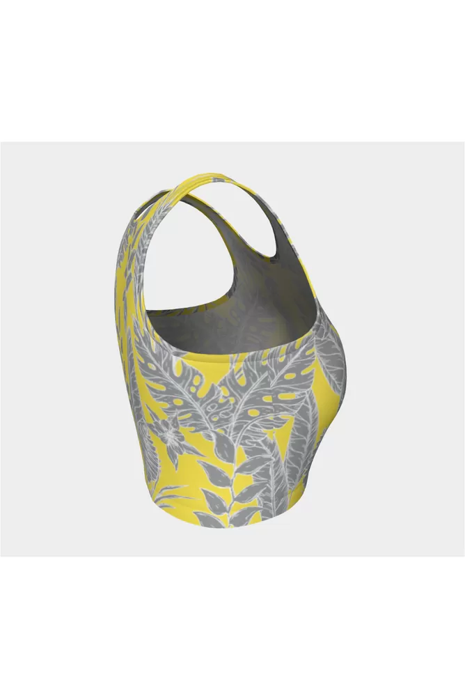 Yellow & Gray Floral Athletic Top